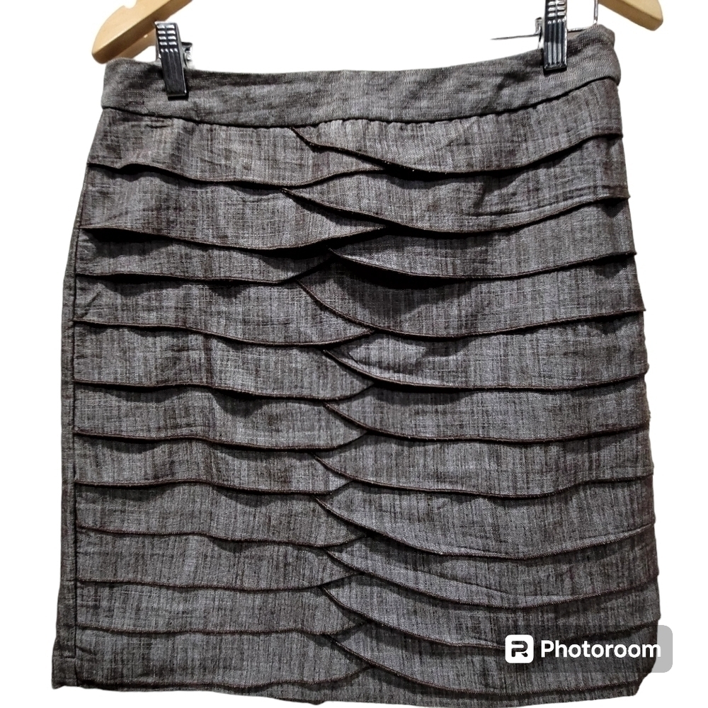 CATO Size 10 Gray Layered Ruffle Work Career Skirt Wardrobe Zippered